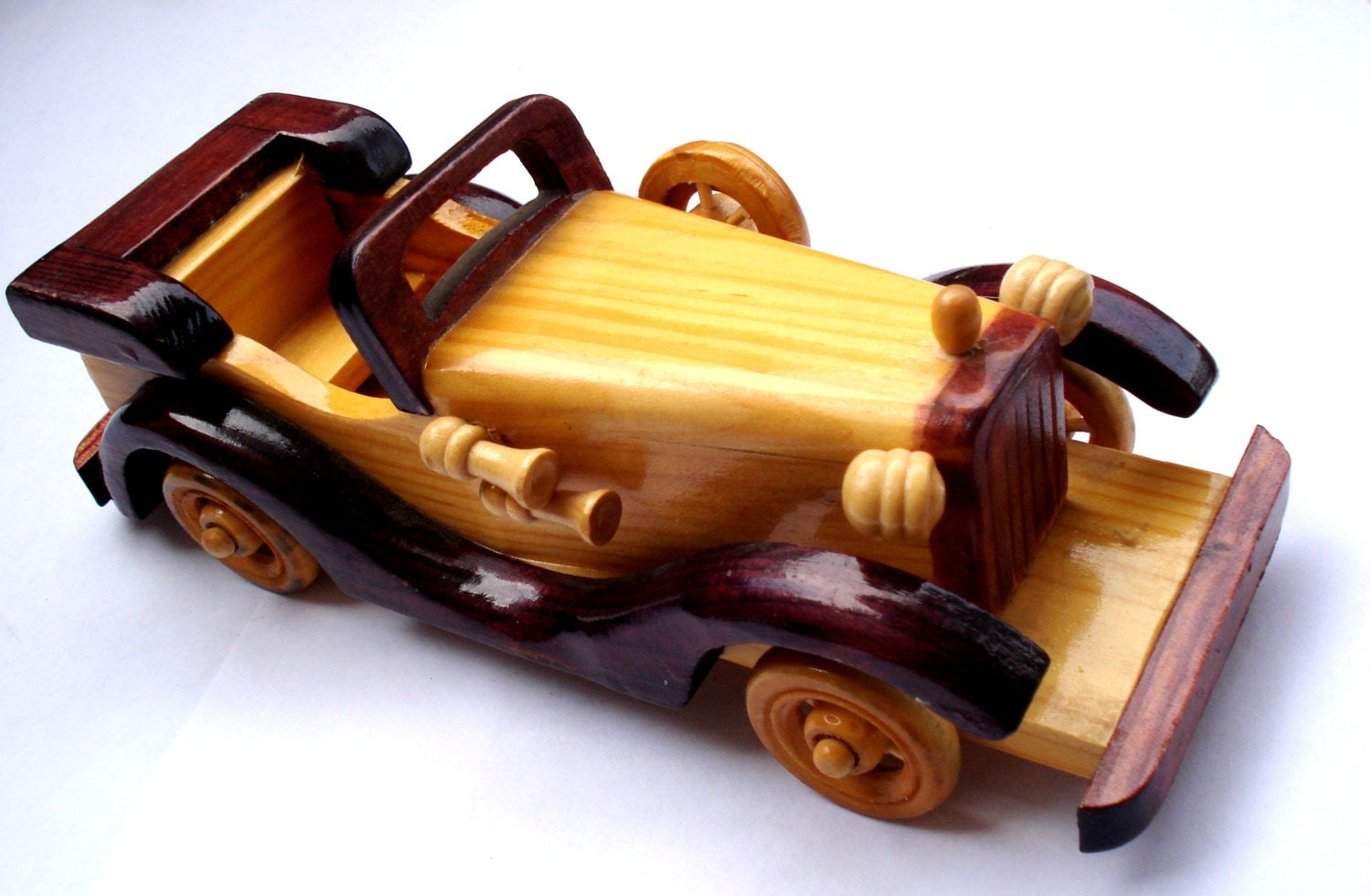 Vintage Handmade Wooden Toy Car Two Toned Unique Car By Lilldim 