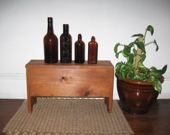 SOLD !!!! *** Farmhouse Pine Stool, Rustic Primitive Stool, Wood Foot Stool with Storage