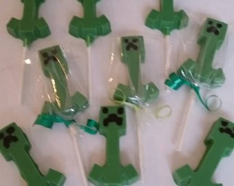 24 Minecraft inspired chocolate suckers minecraft party favors