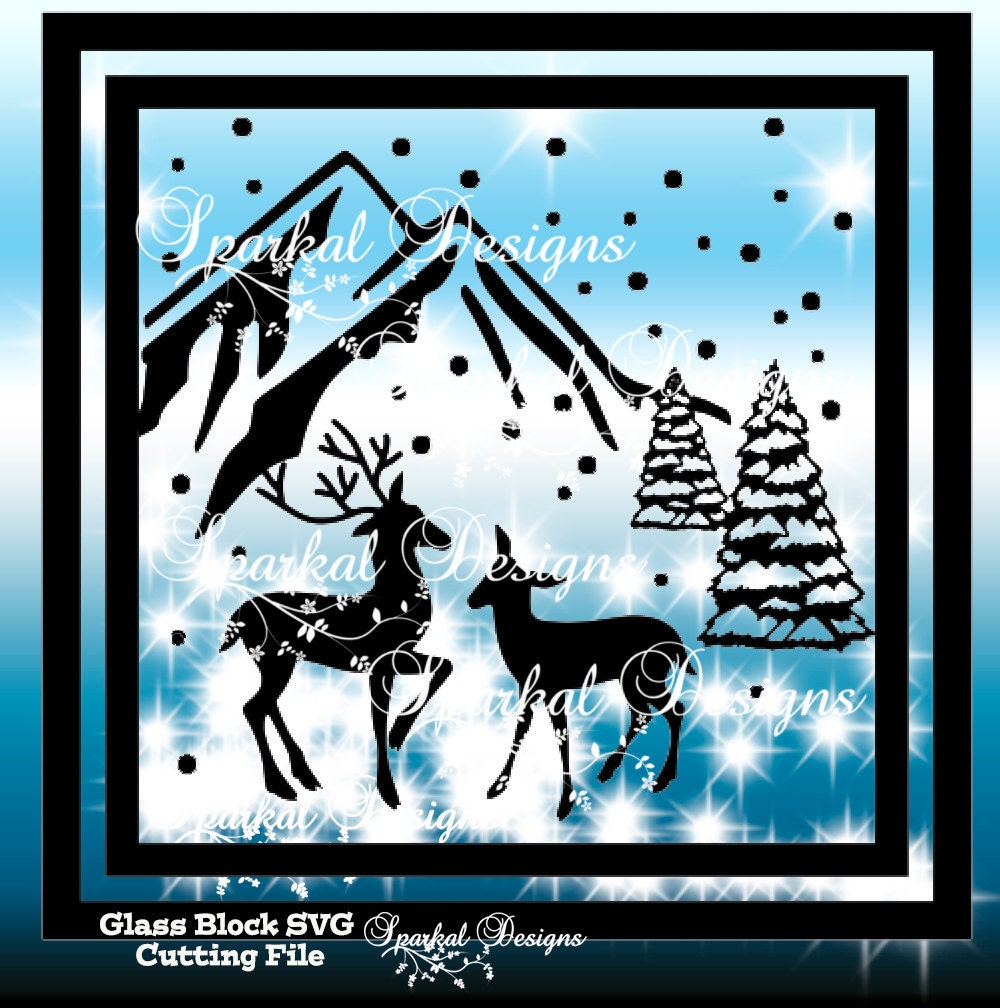 Download Christmas Glass Block SVG Cutting File Winter Mountain Scene