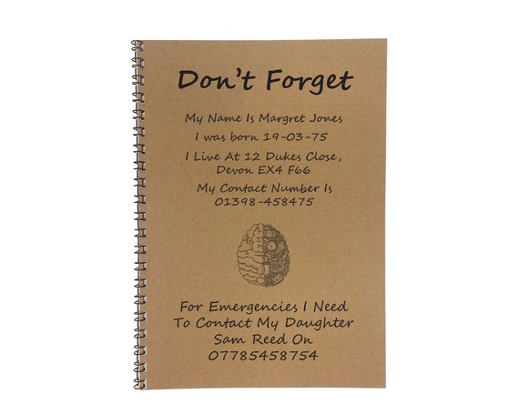 Memory Book Dementia Alzheimers Notebook by CRAFTYSTYLESTORE