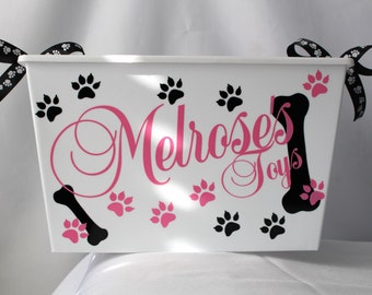 Personalized Dog toy box, Cat, Pet Storage, Bin, Toy box, Pet supply container.