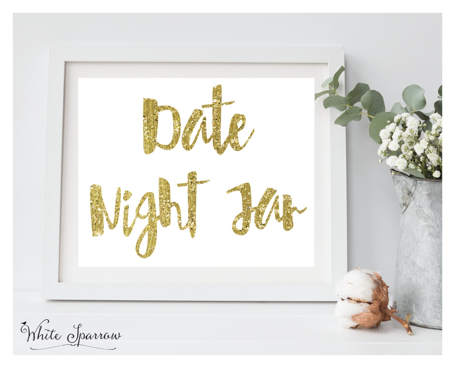 Date Night Jar Sign Bridal Shower By Whitesparrowprints On Etsy 