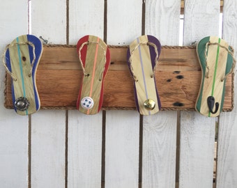 Pool Towel Rack, Reclaimed Wood Wall Art, Outdoor Towel Rack, Outdoor Shower Hooks, Entryway Organizer, Dog Leash Holder, Flip Flop Decor