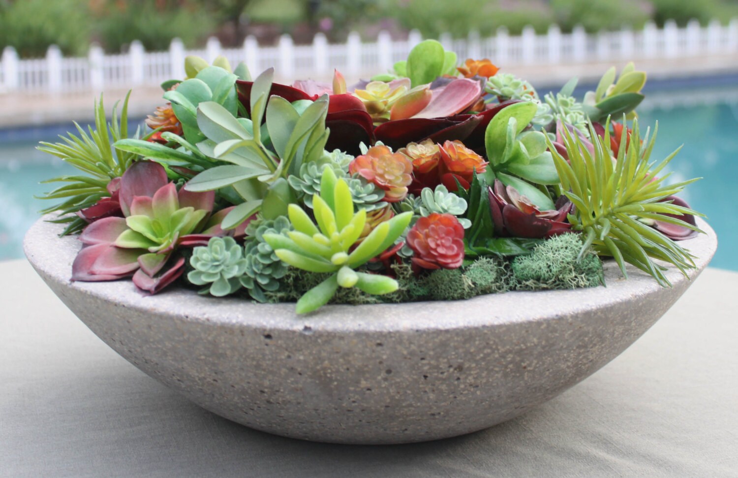  Colorful  Faux Succulent  Arrangement in Hand Made Pot  Faux