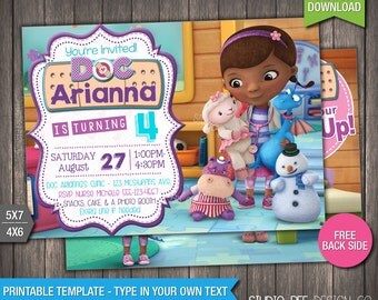 85% OFF - Doc McStuffins Invitation - INSTANT DOWNLOAD - Doc McStuffins Birthday Invite - DiY Personalize & Print - (DMin02)