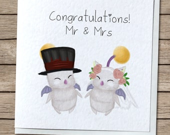 Mr & Mrs Moogle Wedding Card - FFXIV