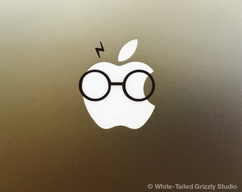 HARRY POTTER MACBOOK Decal - Macbook Apple decal - Macbook Apple light cover - Mac Decal - Apple Laptop Decal - Glasses and Lightning Bolt