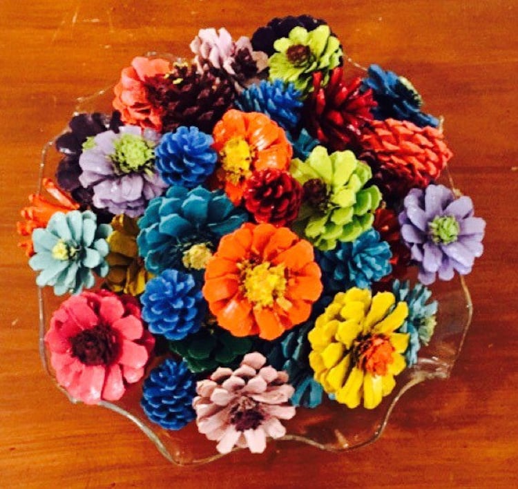 Zinnia Pinecone Flower Bowl Filler Pine Cone by SouthernEscentuals