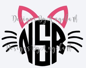 SVG Kitty Cat Monogram Initials SVG Digital cutting file Instant Download - Use on your cutting machine Vector File