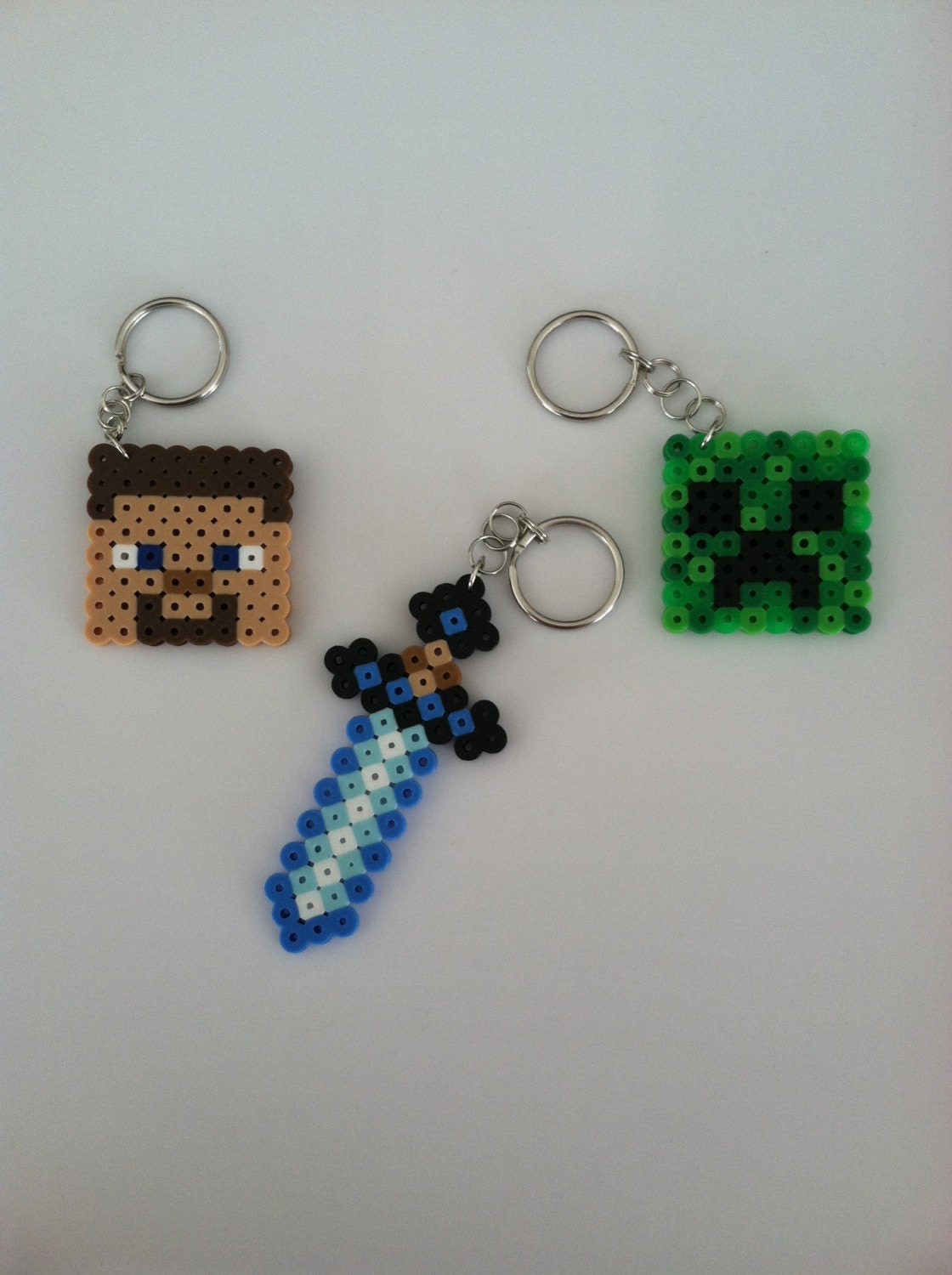 Minecraft Perler Bead Keychains by BeadsandBraceletsToo on Etsy