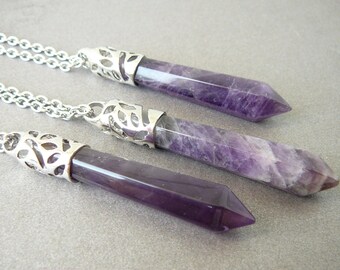 Amethyst Necklace Natural Amethyst pendant Long Necklace Healing Crystal Necklace for women Necklace Gemstone Necklace Amethyst Stone