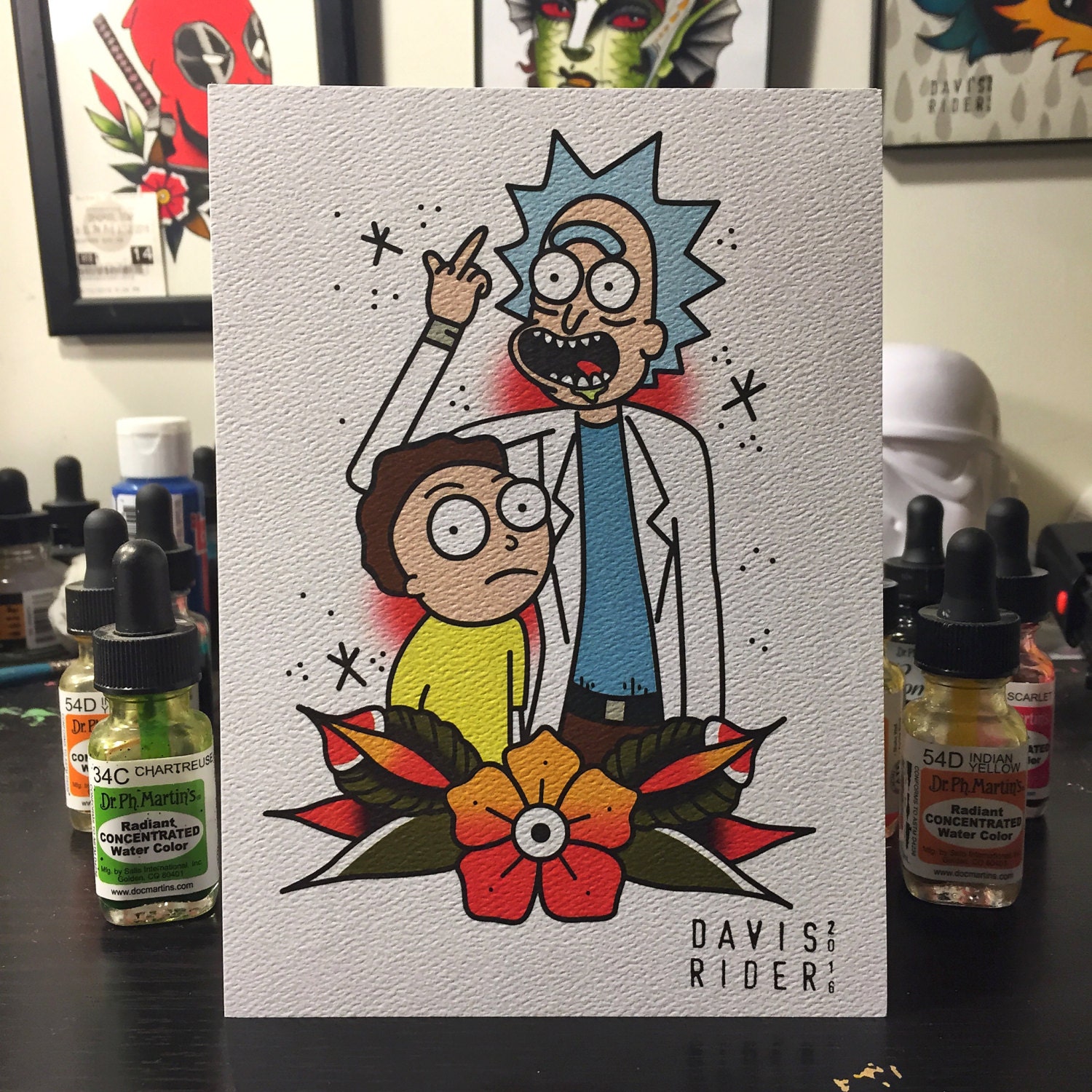 Rick & Morty Tattoo Flash Print