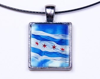 Chicago Flag Photo Necklace