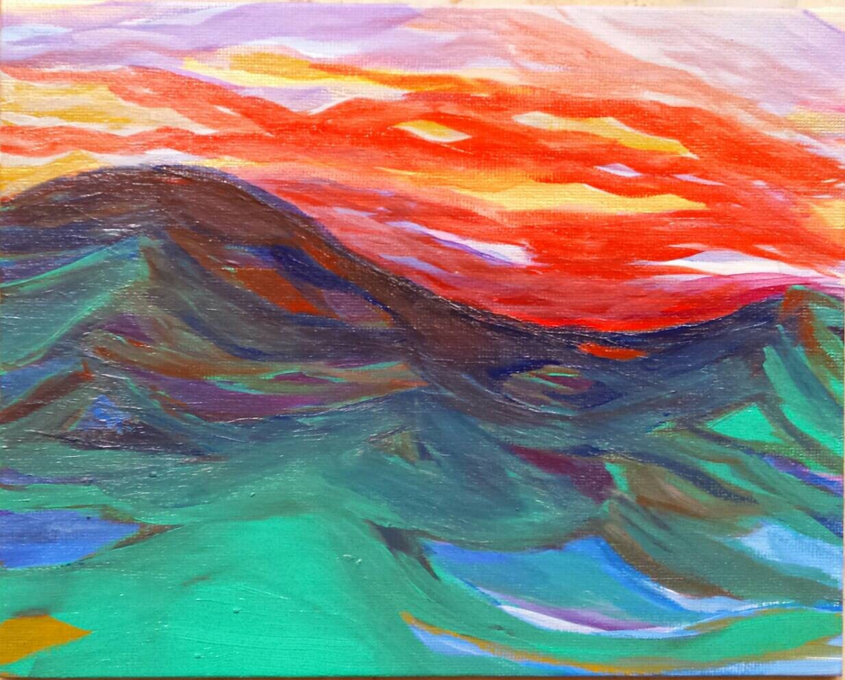 Original Abstract Mountain Landscape Painting by ArtBySarahHinnant