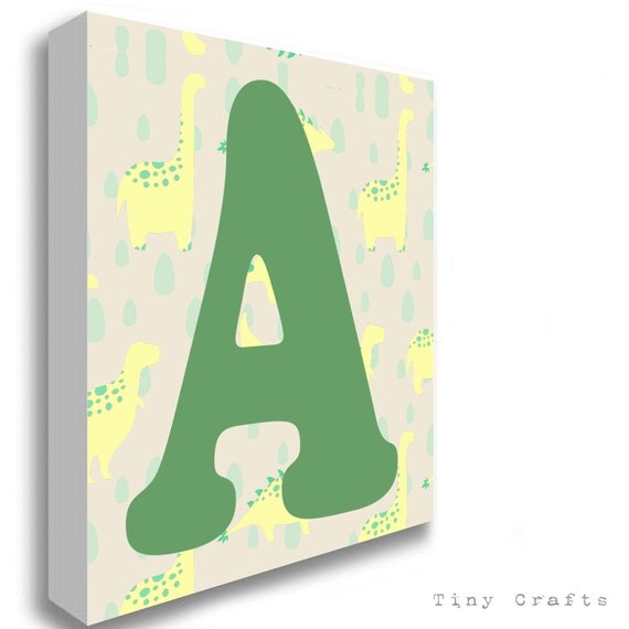 dinosaur yellow alphabet letter canvas print