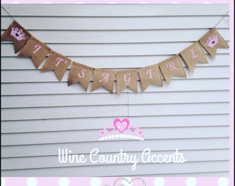 Burlap Banner. It's a Girl Banner. Baby Shower Banner. Rustic Banner. Photo Prop. Gender Reveal Banner. Baby Girl Banner. Baby Shower Decor.