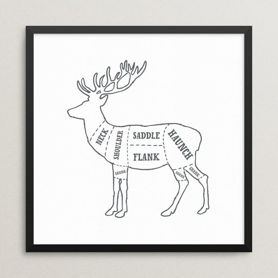 Venison butcher print Venison butcher poster Deer Butcher