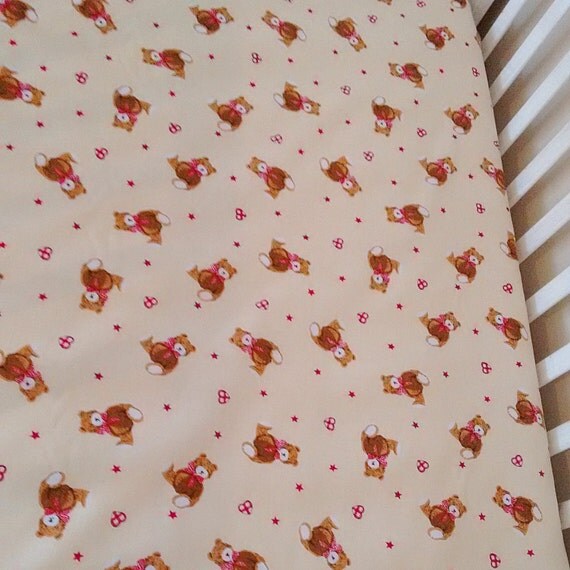 Teddy bear cot/crib fitted sheet unisex by Tinytoadcreations