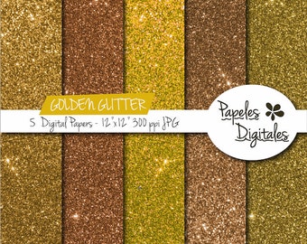 Gold Glitter digital paper White and Gold Glitter Patterns