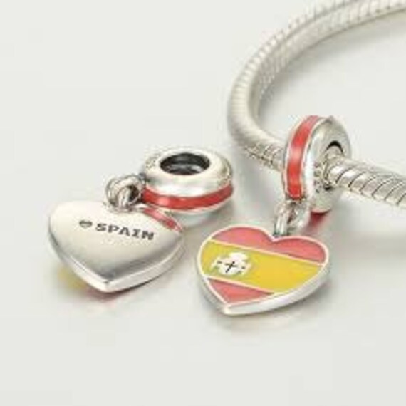 Authentic PANDORA Spain Heart Flag Charm by SHOPBEADSANDBRACELET