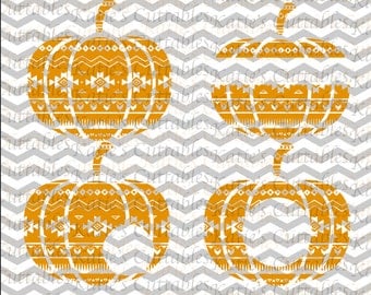 Aztec Pumpkin, Aztec Pumpkin Monogram Frame .SVG/.DXF/.EPS and .Png Files for all Vinyl Cutting Machines