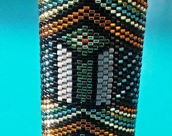 BEADING PATTERN Geo2-Art Deco Stained Glass BIC Lighter Case Peyote Beading Pattern for Lighter Cover with Delica Beads
