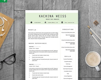 CREATIVE Resume Template instant download for Word (US Letter & A4) 1, 2 or 3 Page Resume Template, Icons, Guide | Instant Download