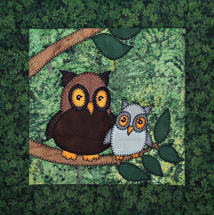 Owl PDF applique quilt block pattern North by MsPDesignsUSA