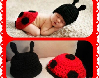 Baby Lady bug Outfit crochet photo shooting red black prop