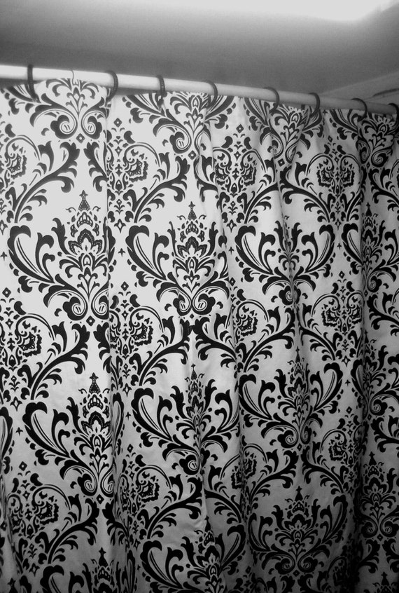 Traditions damask black and white shower curtain 72W x 72L