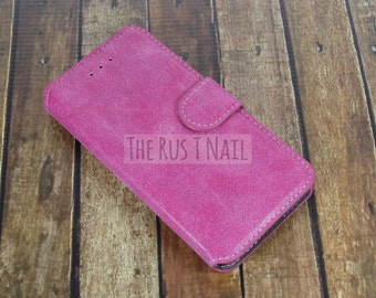 FREE SHIPPING - Pink iPhone 6s Wallet Case - Genuine Leather