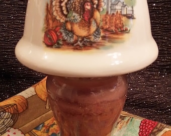 Thamksgiving Turkey Ceramic Lamp Shade with Candle Included