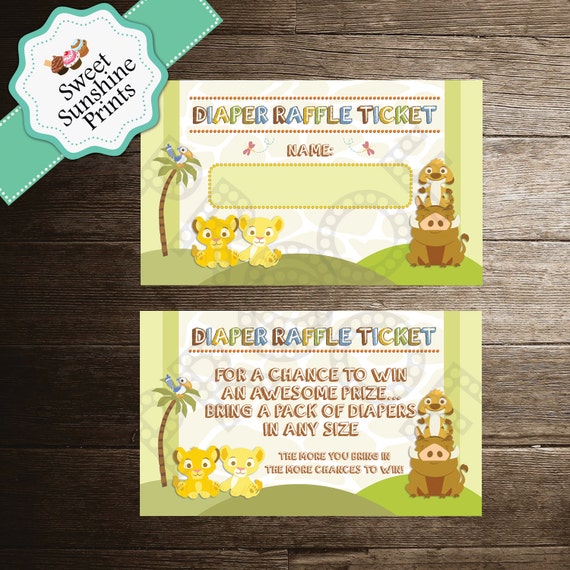 lion king baby shower diaper raffle print by