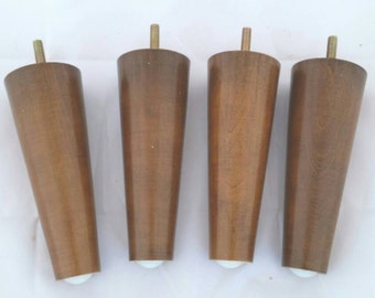 Mid Century Modern Legs- Retro Walnut Finish- 6inches (set of 4)