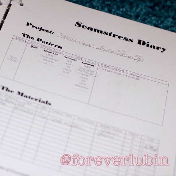 Printable Sewing Journal