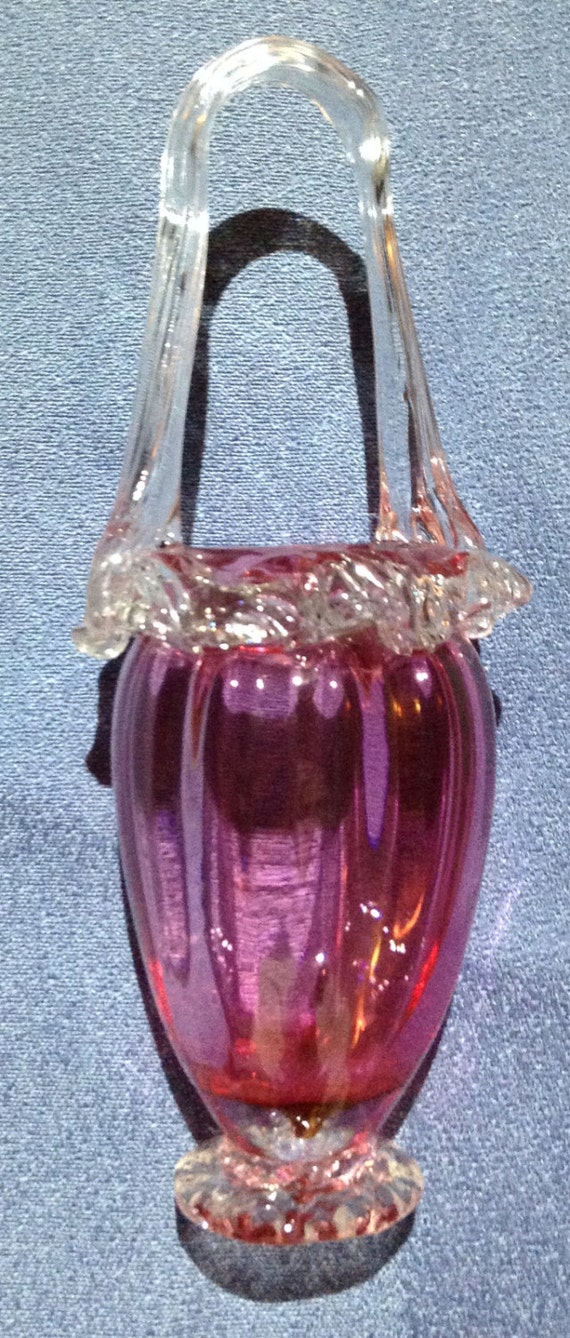 Cranberry Glass/Antique/Basket/Fluted Edge/Beautiful