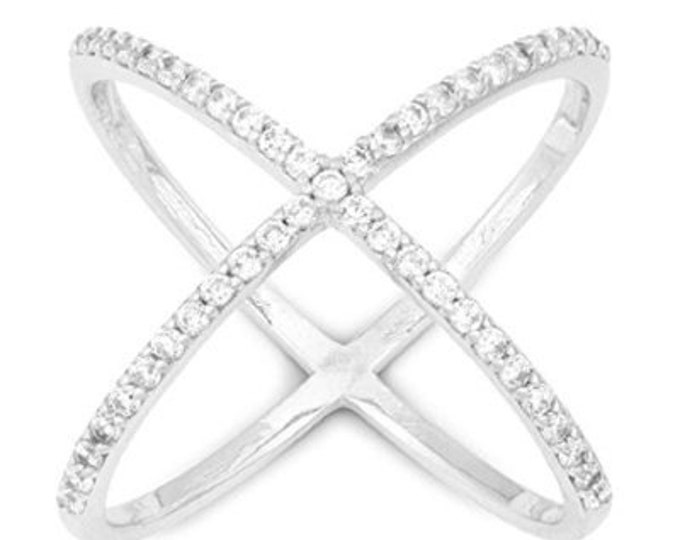 X Ring Criss Cross Ring Pave Ring X Cross Ring Crisscross Ring Statement Ring Diamond X Ring Knuckle Ring Criss Cross X Ring Infinity Ring
