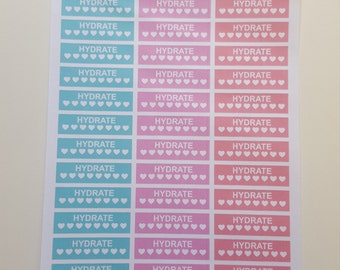 Daily Hydrate Stickers Planner Stickers - Heart Checklist, For use in ERIN CONDREN LIFEPLANNER ™, Happy Planner, Filofax, Kikki K.