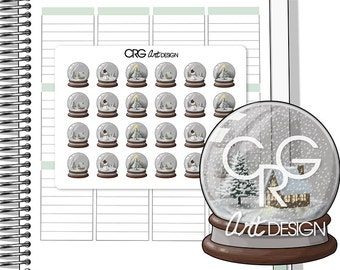 Snow Globe Stickers | Planner Erin Condren Plum Planner Filofax Sticker