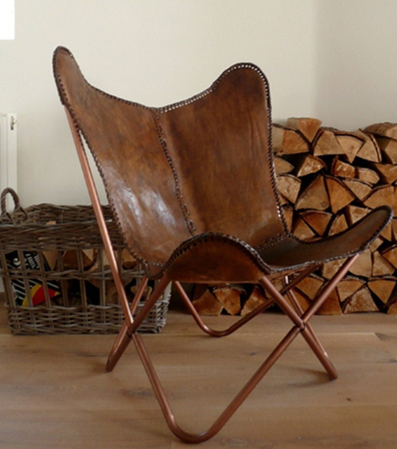LEATHER BUTTERFLY chair hand made frame FRAME by RealLeathers