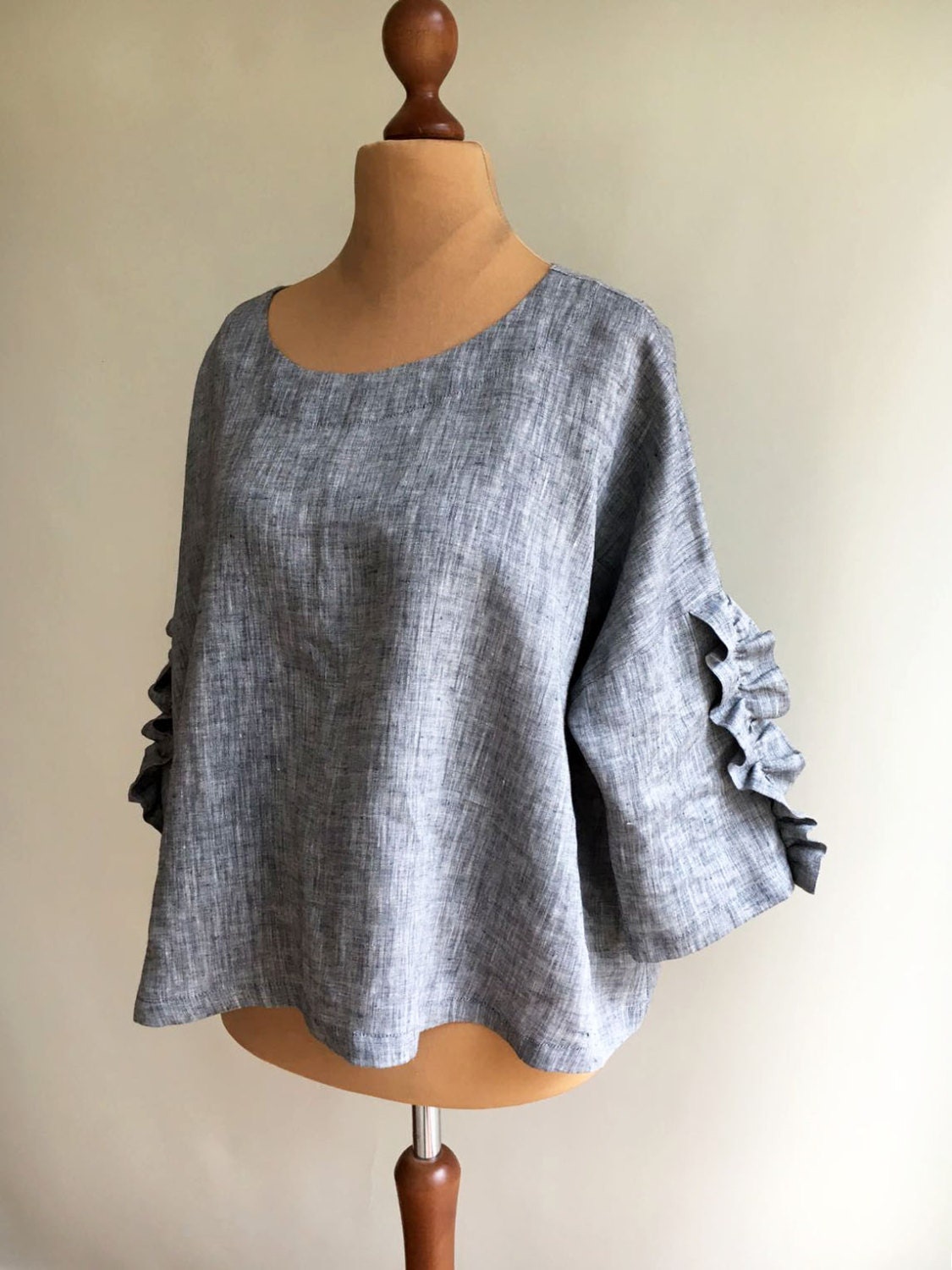 Womens Top from Linen Grey Linen Top Linen tunic top Linen