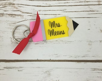 Personalized Pencil Teacher Gift - Teacher Keychain Gift - Personalized Pencil