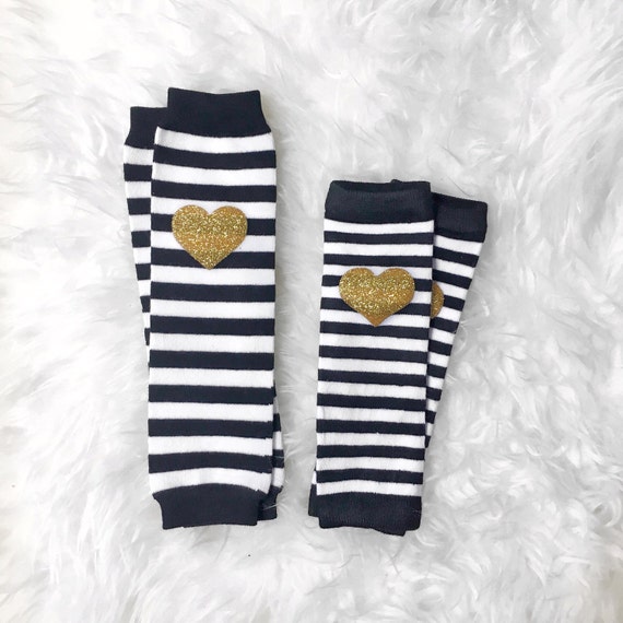 Black and White Striped Leg Warmers with by shopsparkleandspice