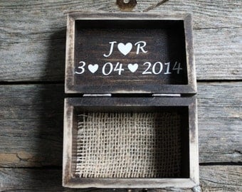 Rustic Ring Bearer Box, Personalized Ring Box, Custom Wooden Box