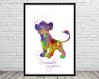 The Lion King inspired, Remember who you are, Watercolor print, Kids Room Decor, Poster,print (1583b)