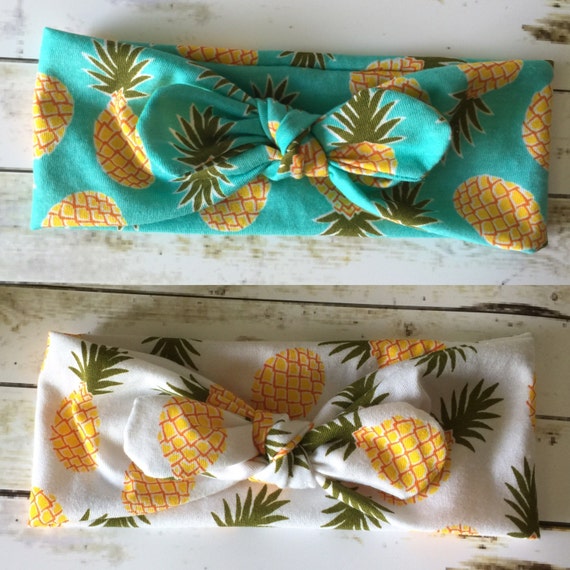 Pineapple Top Knot Headband / Twisted turban headband / Aqua Pineapple / White Pineapple / Dole whip