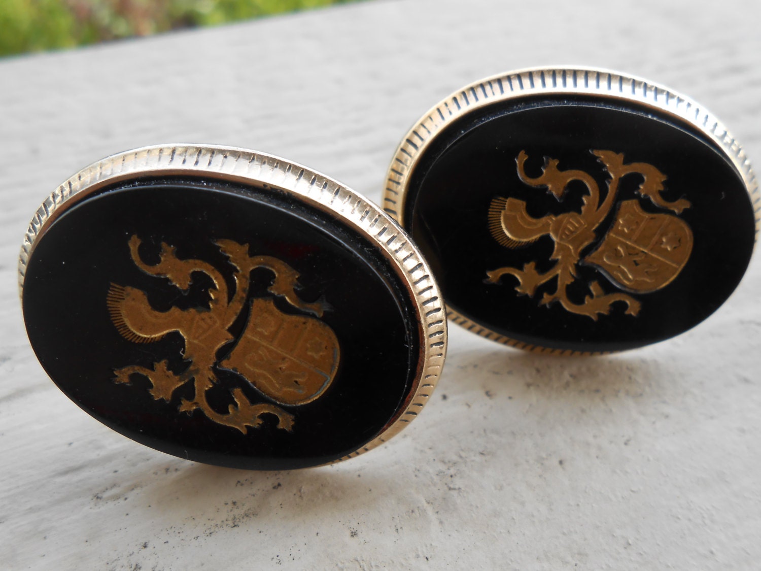 Vintage Large Shield & Heraldry Cufflinks. by