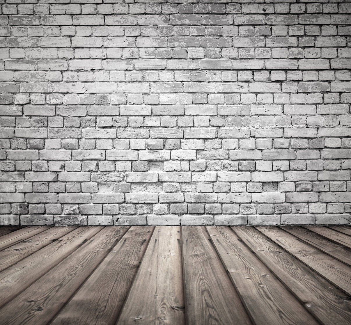 Broken Grey Brick  Backdrop old white brick  wall  with wood