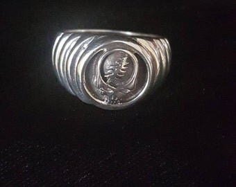 Hand Made 925 Sterling Silver Grateful Dead Steal Your Face Ripple Ring Dead & Company Phish Further and More